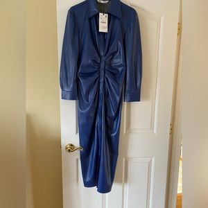 Brand new faux leather button down dress